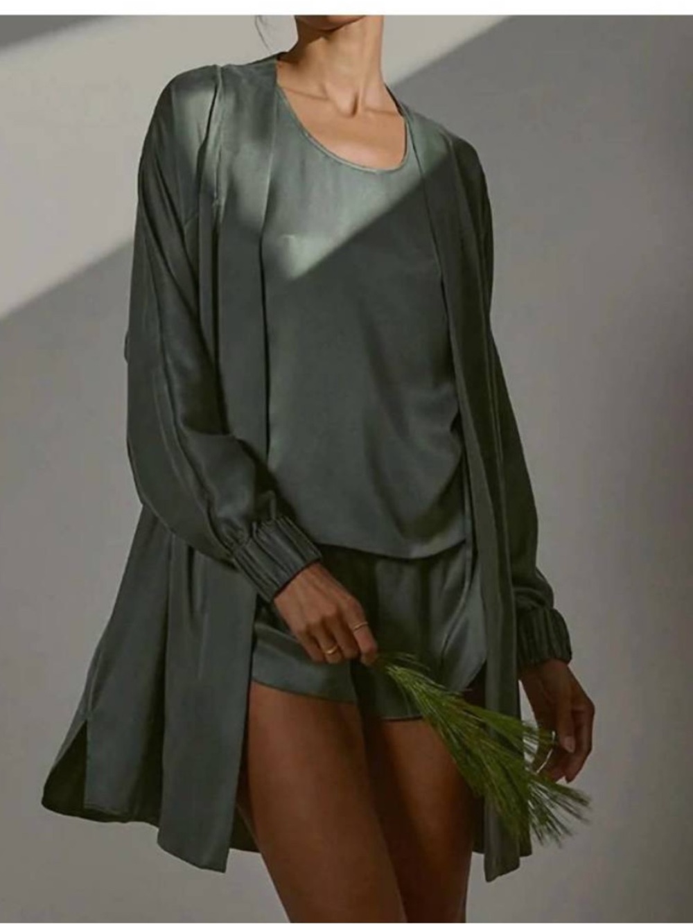 NWT LUNYA washable silk robe in drowsy olive size 1X